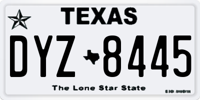 TX license plate DYZ8445