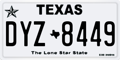 TX license plate DYZ8449