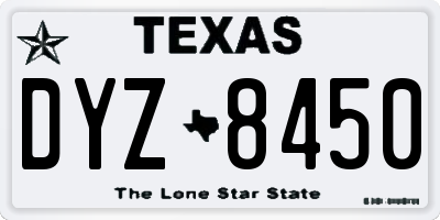 TX license plate DYZ8450
