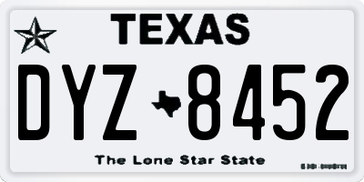 TX license plate DYZ8452