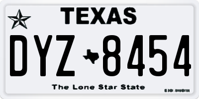 TX license plate DYZ8454