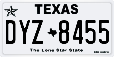 TX license plate DYZ8455