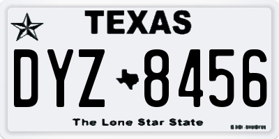 TX license plate DYZ8456
