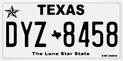 TX license plate DYZ8458