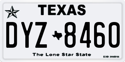 TX license plate DYZ8460