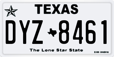 TX license plate DYZ8461