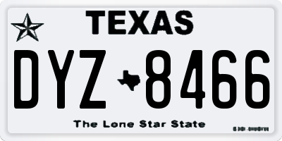 TX license plate DYZ8466