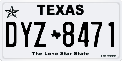 TX license plate DYZ8471