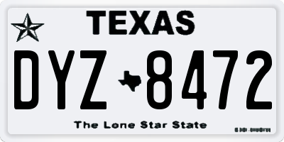 TX license plate DYZ8472