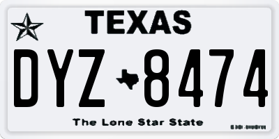 TX license plate DYZ8474
