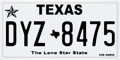 TX license plate DYZ8475
