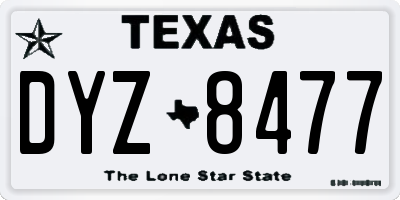 TX license plate DYZ8477