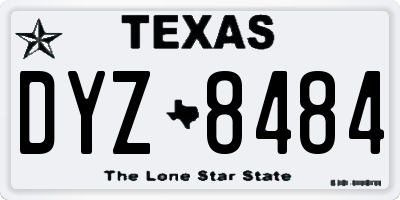 TX license plate DYZ8484