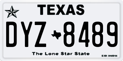 TX license plate DYZ8489