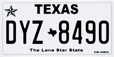 TX license plate DYZ8490