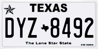 TX license plate DYZ8492