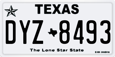 TX license plate DYZ8493