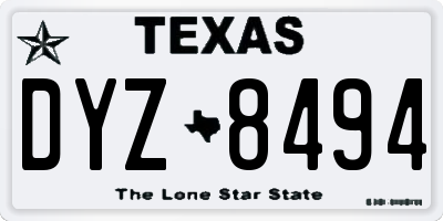 TX license plate DYZ8494