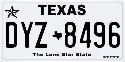 TX license plate DYZ8496