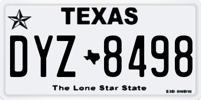 TX license plate DYZ8498