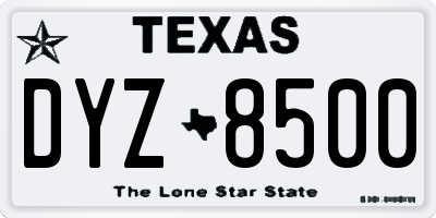 TX license plate DYZ8500