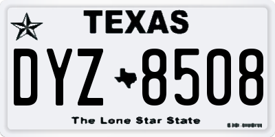 TX license plate DYZ8508