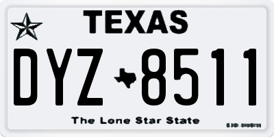TX license plate DYZ8511