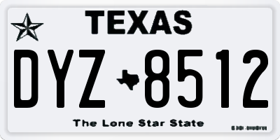 TX license plate DYZ8512