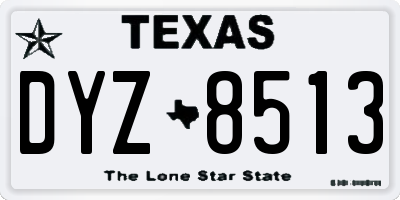 TX license plate DYZ8513