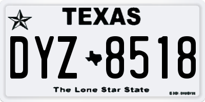 TX license plate DYZ8518