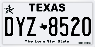 TX license plate DYZ8520
