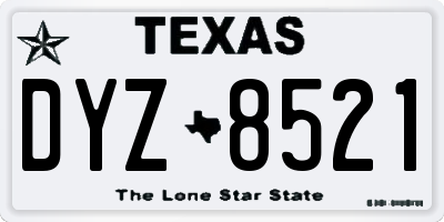 TX license plate DYZ8521