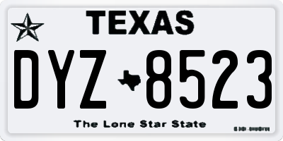 TX license plate DYZ8523