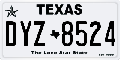 TX license plate DYZ8524