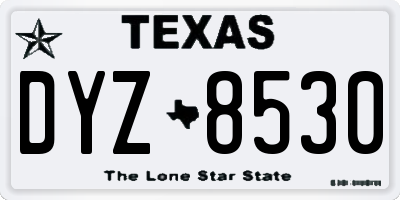 TX license plate DYZ8530
