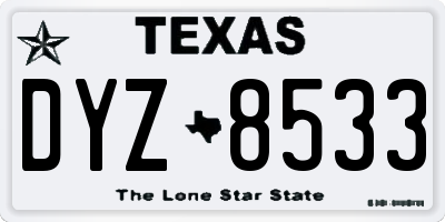 TX license plate DYZ8533