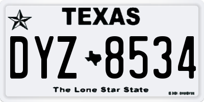 TX license plate DYZ8534