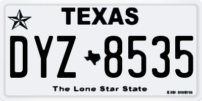 TX license plate DYZ8535