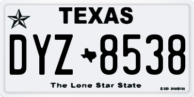 TX license plate DYZ8538