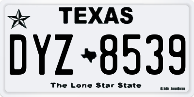 TX license plate DYZ8539