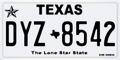 TX license plate DYZ8542