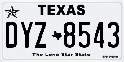 TX license plate DYZ8543