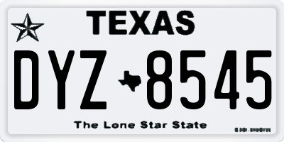 TX license plate DYZ8545