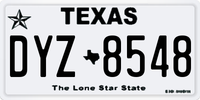 TX license plate DYZ8548