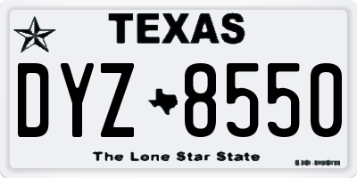 TX license plate DYZ8550