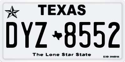 TX license plate DYZ8552