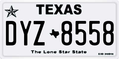 TX license plate DYZ8558