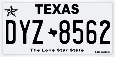 TX license plate DYZ8562