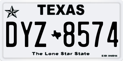 TX license plate DYZ8574