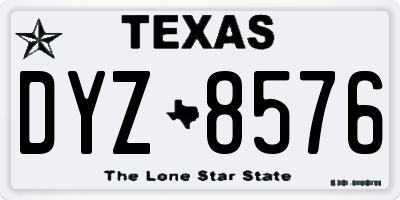 TX license plate DYZ8576